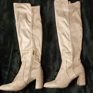 Beige Knee High Boots
